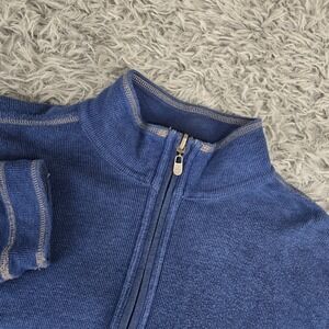 Tommy Bahama Mens Large Blue Reversible Long‎ Sleeve 1/4 Zip Sweater